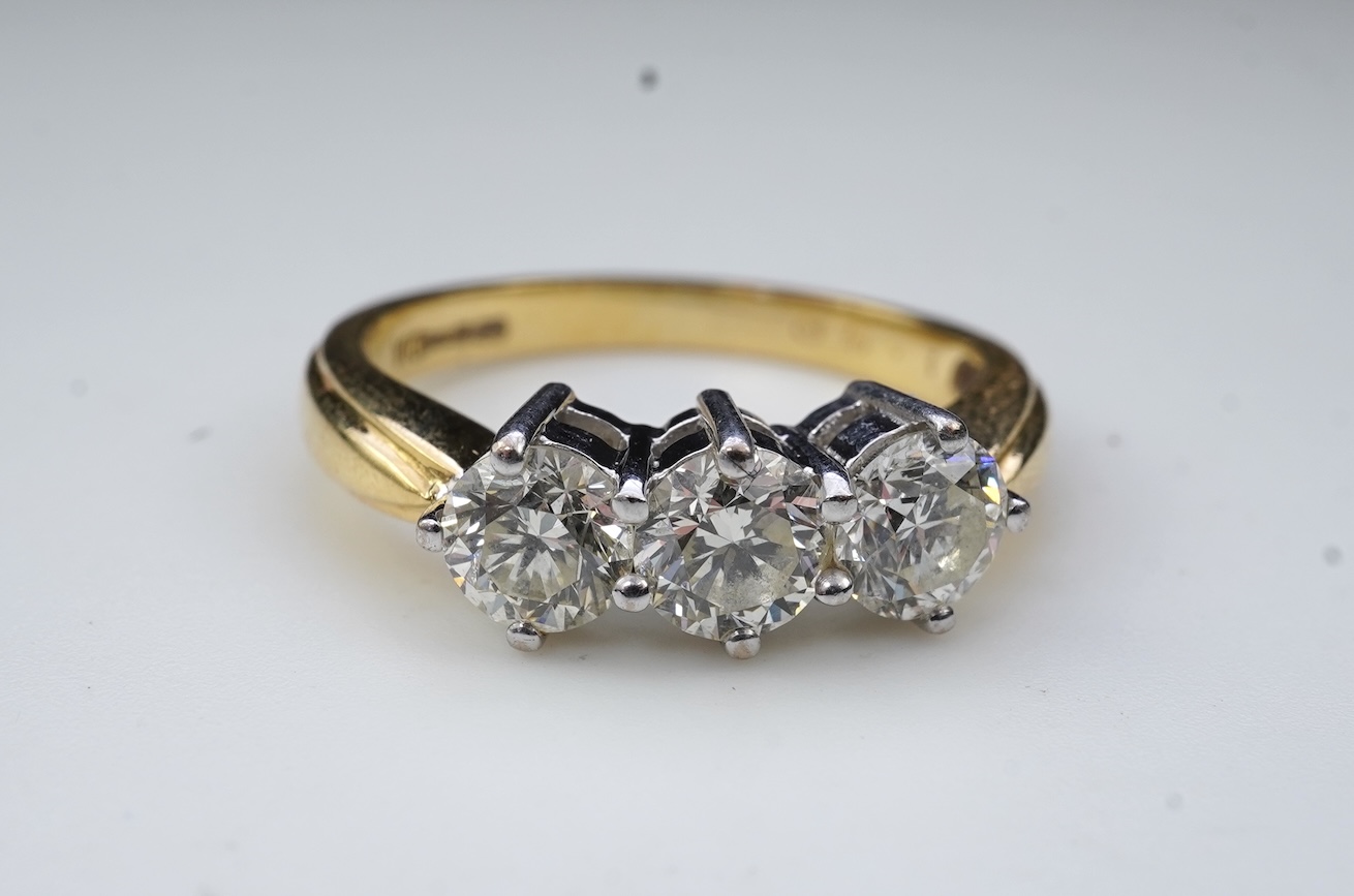 A diamond three-stone ring